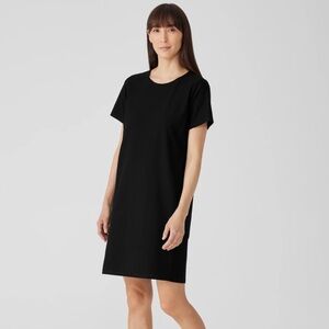 Eileen Fisher organic cotton jersey shirt dress black medium M